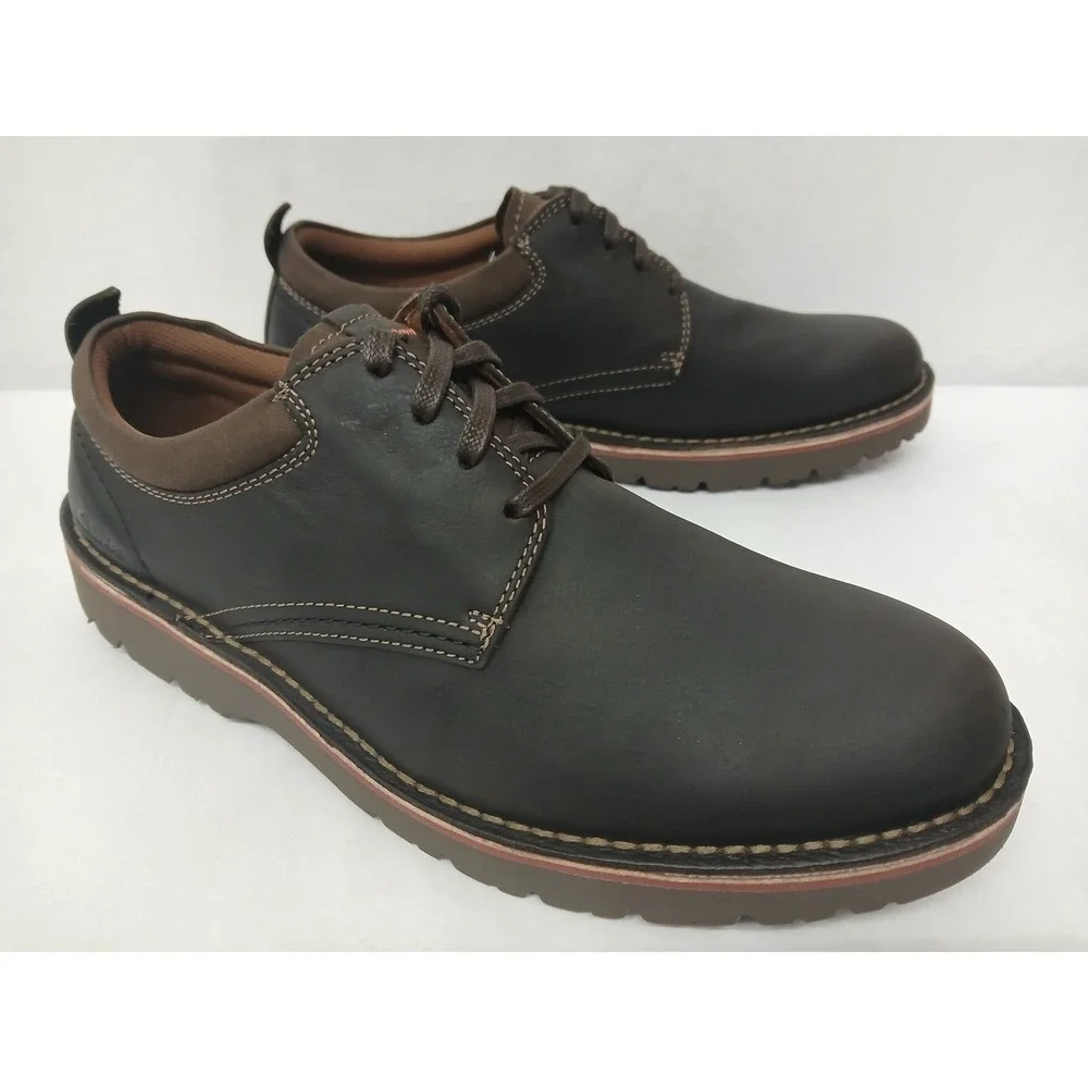 Clarks Eastridge Low Brown Leather Oxford Dress Shoes 26179419 Mens Size 11 Wide